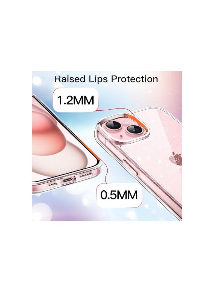 جي تيك حافظة JETech اللامعة لهاتف iPhone 15 Plus مقاس 6.7 بوصة، غطاء ممتص للصدمات للهاتف بلينغ سباركل، لطيف لامع للنساء والفتيات (شفاف) - Image 5