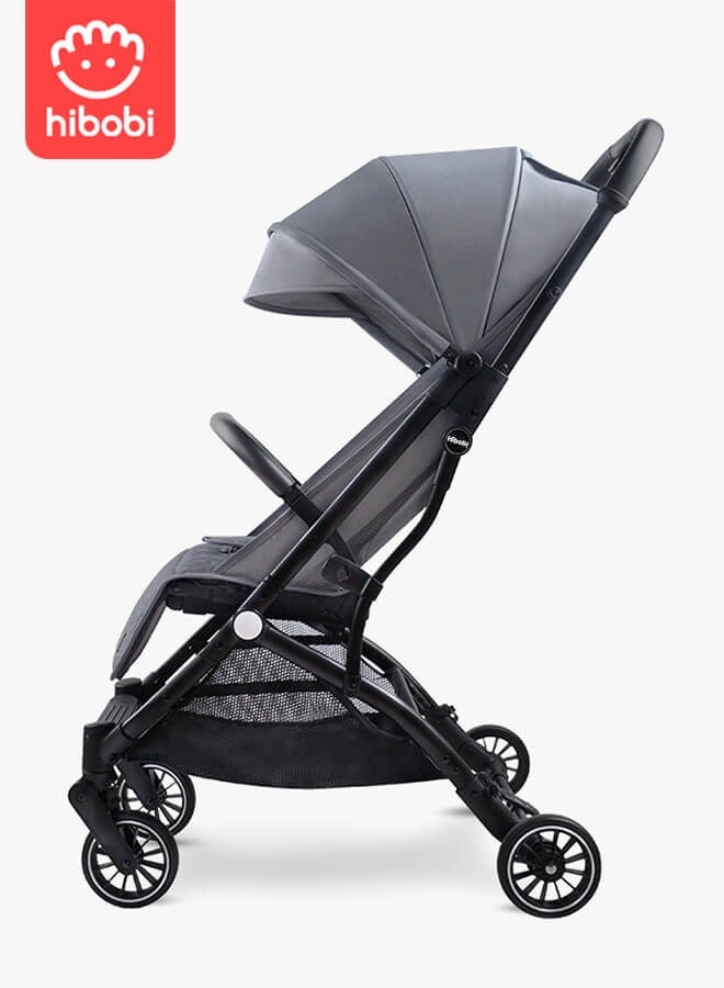 hibobi Lightweight One-Click Fold Stroller - Luggage-Style Dragging, Newborn Baby Stroller, 0-6 Years, 60KG Capacity, Grey, Single Stroller - Image 1