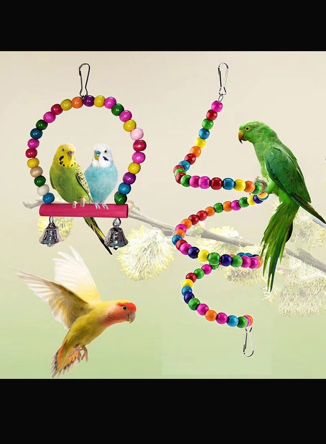 Generic 7-Piece Bird Swing Chewing Toy Set  for Cage, Budgie Cage Toys, Bird Cage Accessories, Hammock Swing Hanging Accessories for Cockatiels, Conures, Lovebirds, Hummingbird, Finches - Image 4