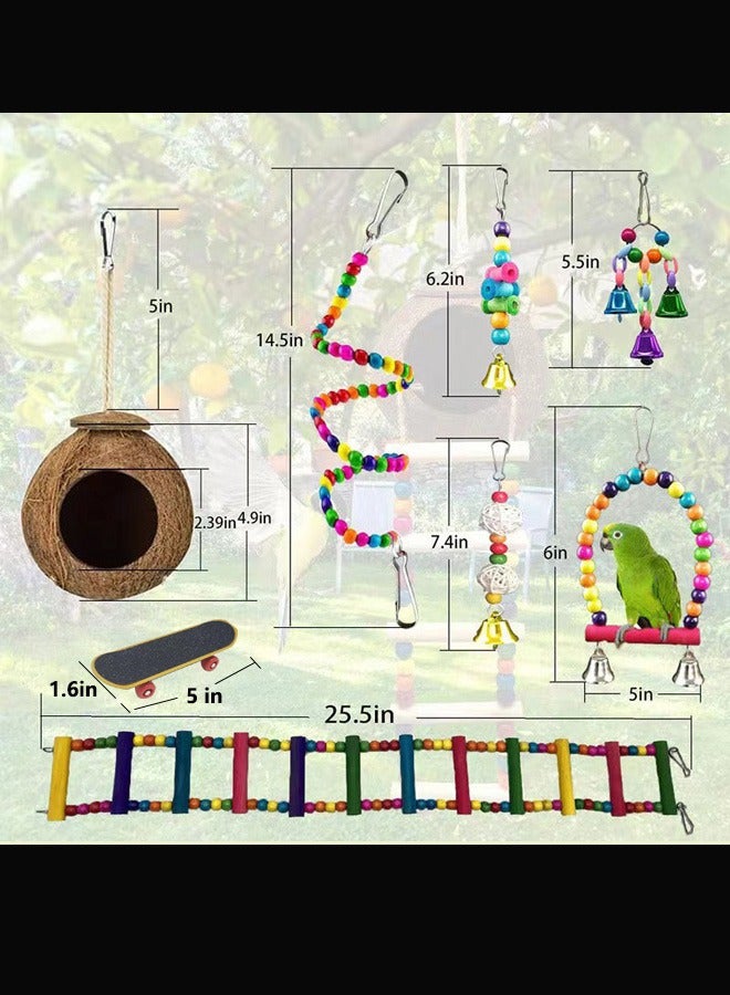 Generic 7-Piece Bird Swing Chewing Toy Set  for Cage, Budgie Cage Toys, Bird Cage Accessories, Hammock Swing Hanging Accessories for Cockatiels, Conures, Lovebirds, Hummingbird, Finches - Image 2