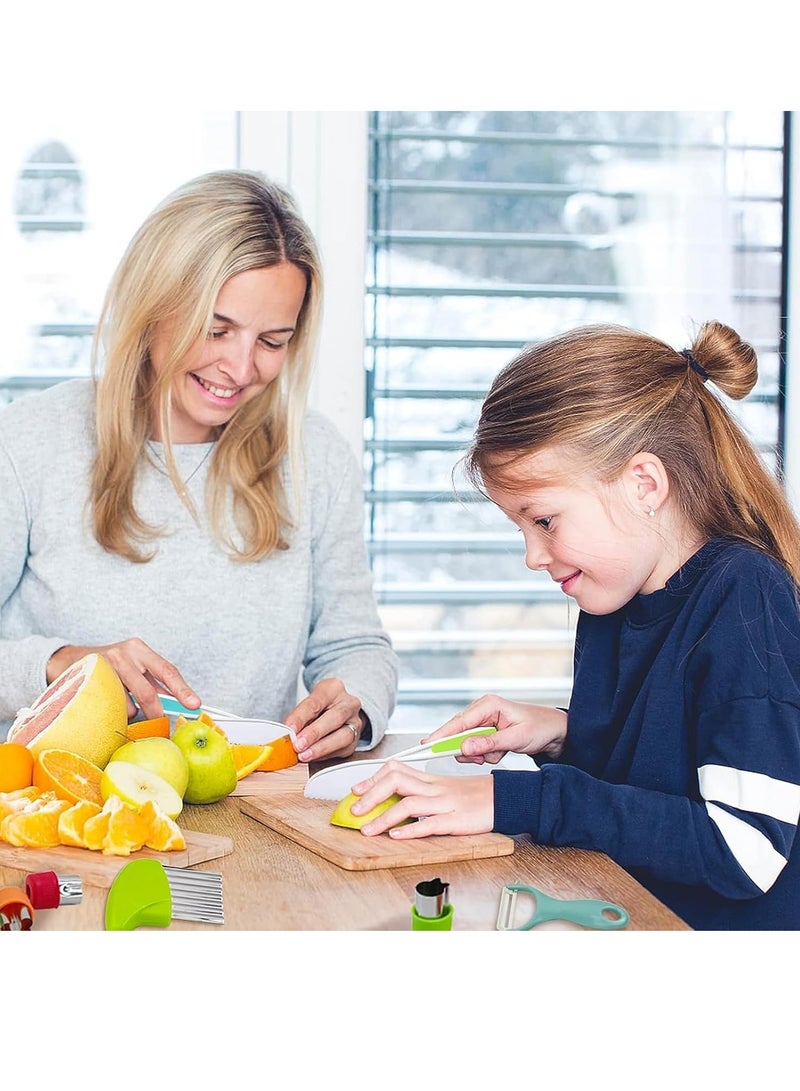 Hanayo 21 Pcs Safe Knife Kid Toddler Kitchen Set for Real Cooking,include Cutting Board Crinkle Cutters Cleaning Tools Apron,Montessori Kitchen Tool Toy for Girl Boy, Educational Gifts for Birthday Party - Image 4