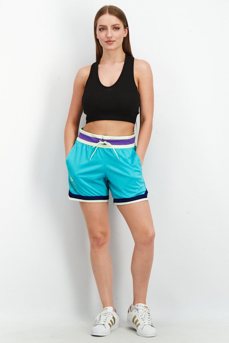 Adidas Women Sportswear Fit Basketball Shorts, Turquoise Combo - Image 4