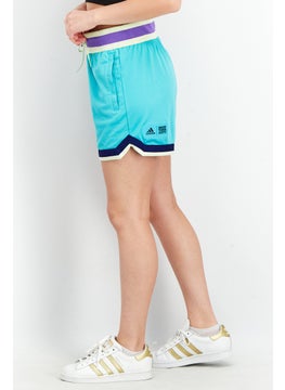 Adidas Women Sportswear Fit Basketball Shorts, Turquoise Combo  - Image 3