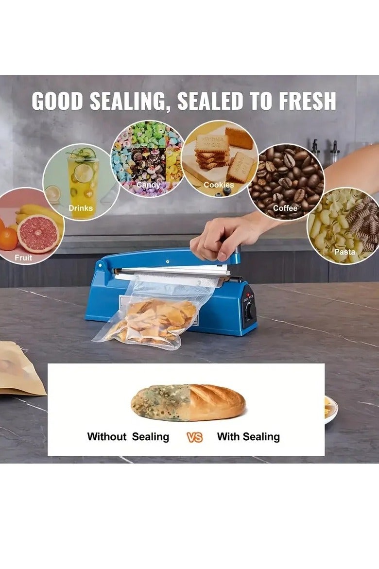 ZAMZIN 16-Inch Impulse Heat Sealer Machine 300W Plastic Bag Sealer with 5mm Sealing Width, Lightweight Portable Heat Sealer for Packaging, Sealer Bags, Food Storage, 12-Inch Adjustable Heat Sealer - Image 2