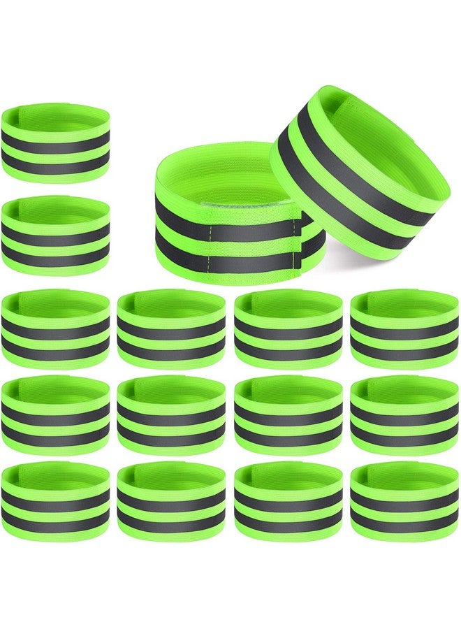 Gejoy 16 Pieces Reflective Bands Reflector Bands For Wrist Arm Ankle Leg High Visibility Reflective Gear Safety Reflector Tape Straps For Night Walking Cycling And Running (Green) - Image 1