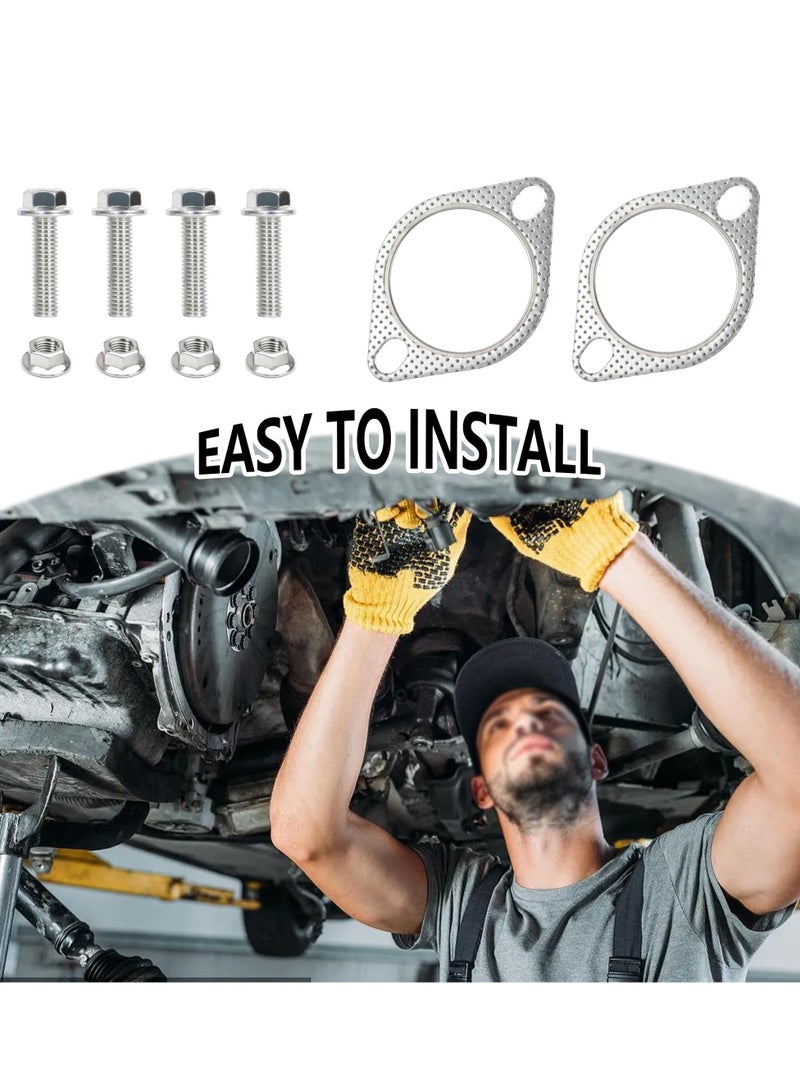 Excefore 2PCS Car Exhaust Gasket with 4PCS Exhaust Bolts,2-Bolt Exhaust Flange Gasket for Automotive Replacement Exhaust Manifold Gasket OEM#120-06310-0002,Premium Car Accessories(2.5 Inch) - Image 4