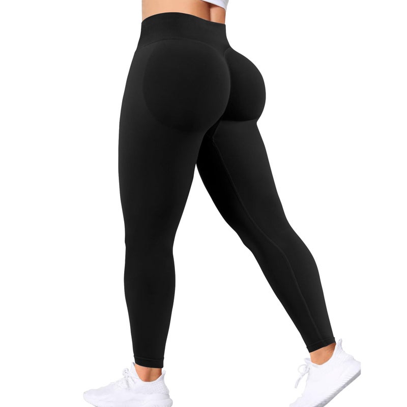 BumpGlow Butt Lifting Gym Workout Leggings for Women Tummy Control High Waisted Scrunch Butt Seamless Impact Sports Yoga Pants Black-S - Image 1