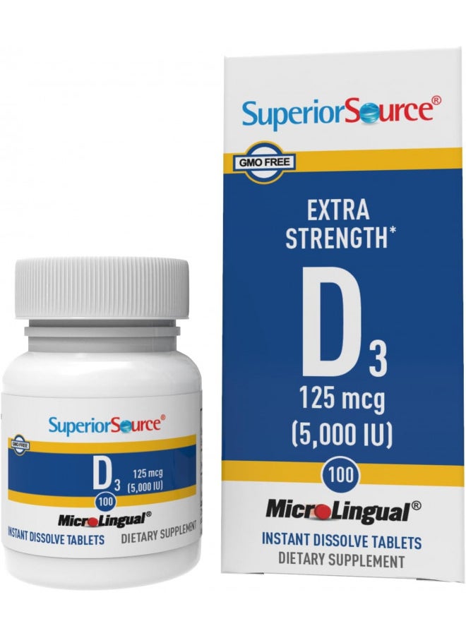 Superior Source Superior Source Vitamin D3 5000 IU, Under The Tongue Quick Dissolve MicroLingual Tablets, 100 Count, Promotes Strong Bones and Teeth, Immune Support, Healthy Muscle Function, Non-GMO  - Image 1