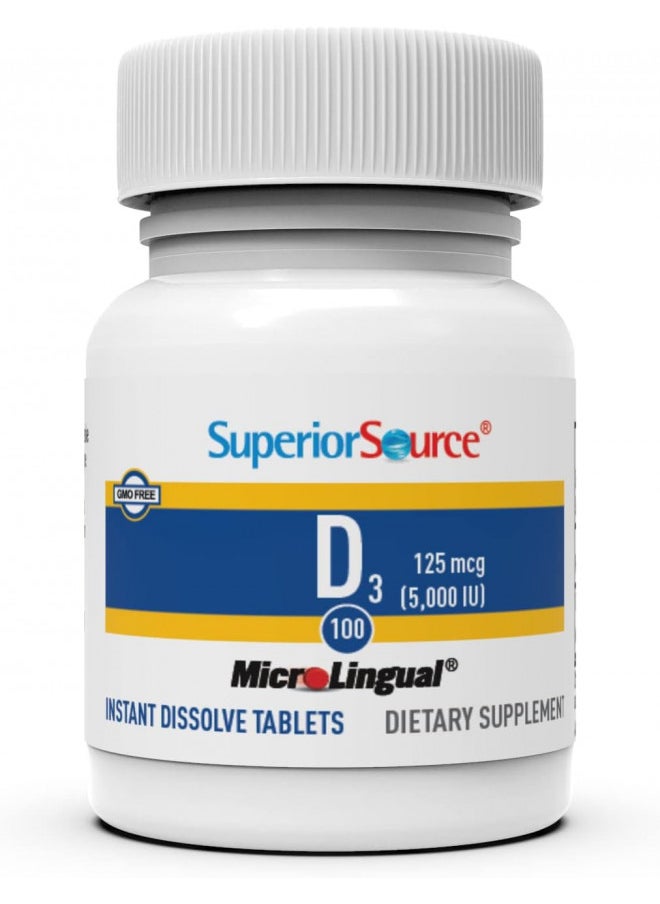 Superior Source Superior Source Vitamin D3 5000 IU, Under The Tongue Quick Dissolve MicroLingual Tablets, 100 Count, Promotes Strong Bones and Teeth, Immune Support, Healthy Muscle Function, Non-GMO  - Image 3
