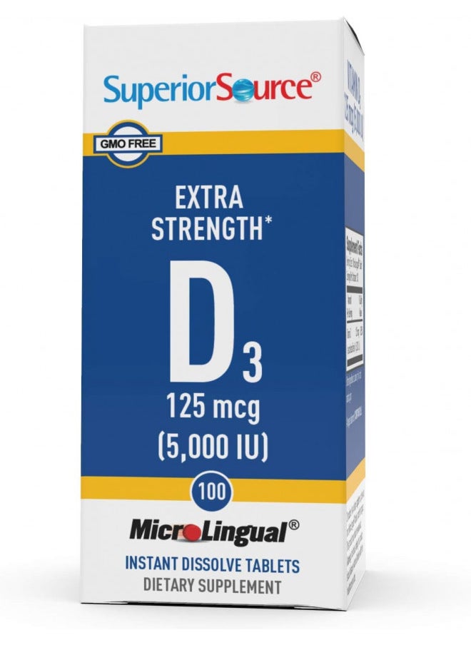 Superior Source Superior Source Vitamin D3 5000 IU, Under The Tongue Quick Dissolve MicroLingual Tablets, 100 Count, Promotes Strong Bones and Teeth, Immune Support, Healthy Muscle Function, Non-GMO  - Image 5
