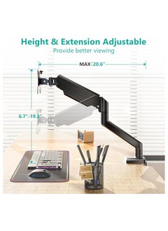 Generic Single Monitor Mount, Gas Spring Monitor Arm for 17-34 inch Screens, Adjustable Computer Monitor Stand up to 26.4lbs, with Clamp and Grommet Base, Mounting Holes 75 and 100mm  - Image 4