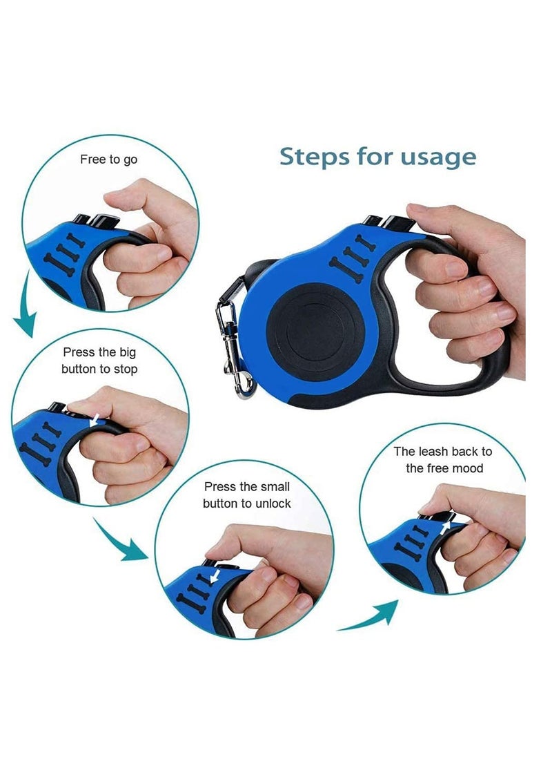 Excefore - ELECDON Retractable Dog Leash, Pet Walking Leash With Anti-slip Handle, Strong Nylon Tape, Tangle-free,One-handed One Button Lock & Release, Suitable For Small/Medium Dog Or Cat (10 ft) - Image 1