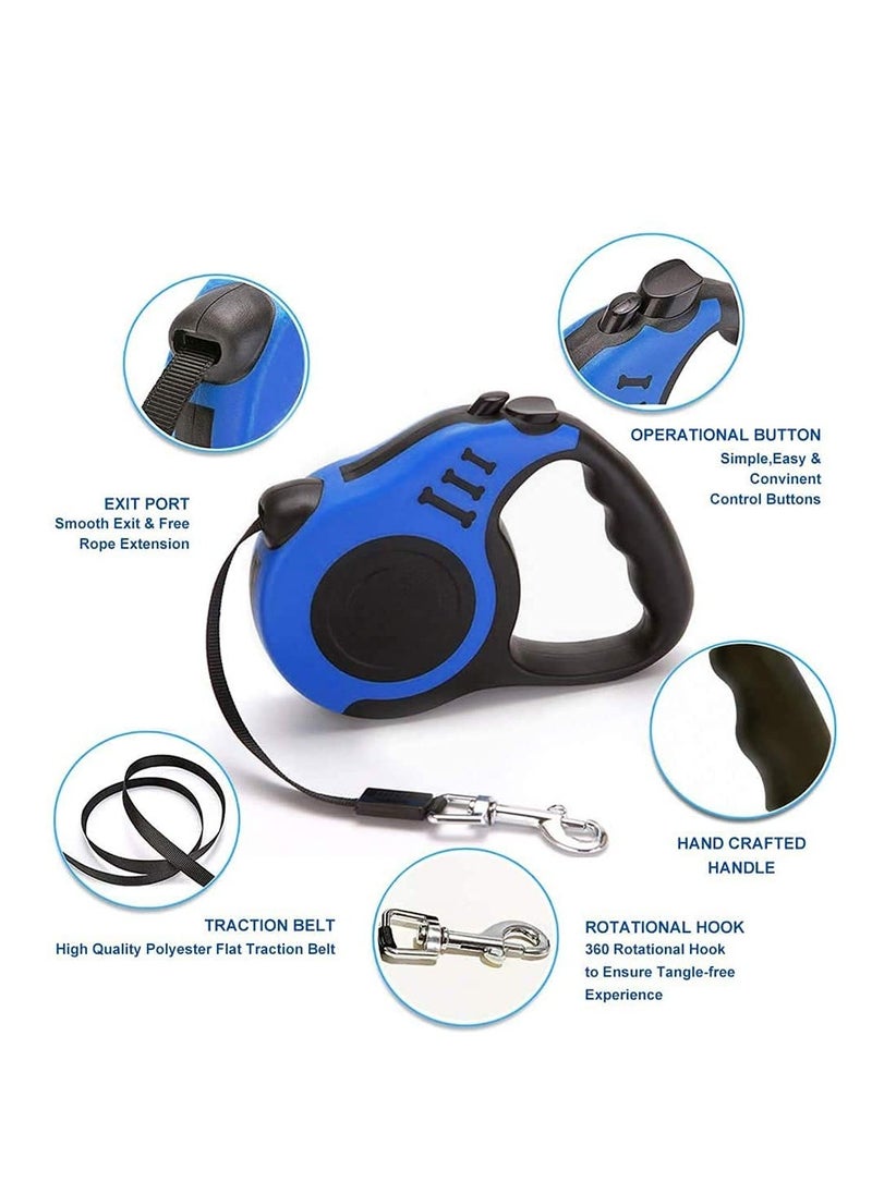 Excefore - ELECDON Retractable Dog Leash, Pet Walking Leash With Anti-slip Handle, Strong Nylon Tape, Tangle-free,One-handed One Button Lock & Release, Suitable For Small/Medium Dog Or Cat (10 ft) - Image 1