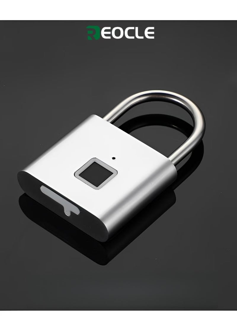 REOCLE Fingerprint Padlock Bluetooth Lock Smart Padlock with USB Rechargeable Biometric Metal Keyless Lock for Gym & Sports & Bike & School & Fence & Storage  - Image 1