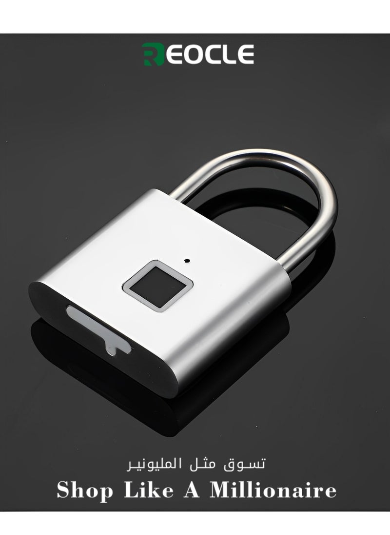 REOCLE Fingerprint Padlock Bluetooth Lock Smart Padlock with USB Rechargeable Biometric Metal Keyless Lock for Gym & Sports & Bike & School & Fence & Storage  - Image 1