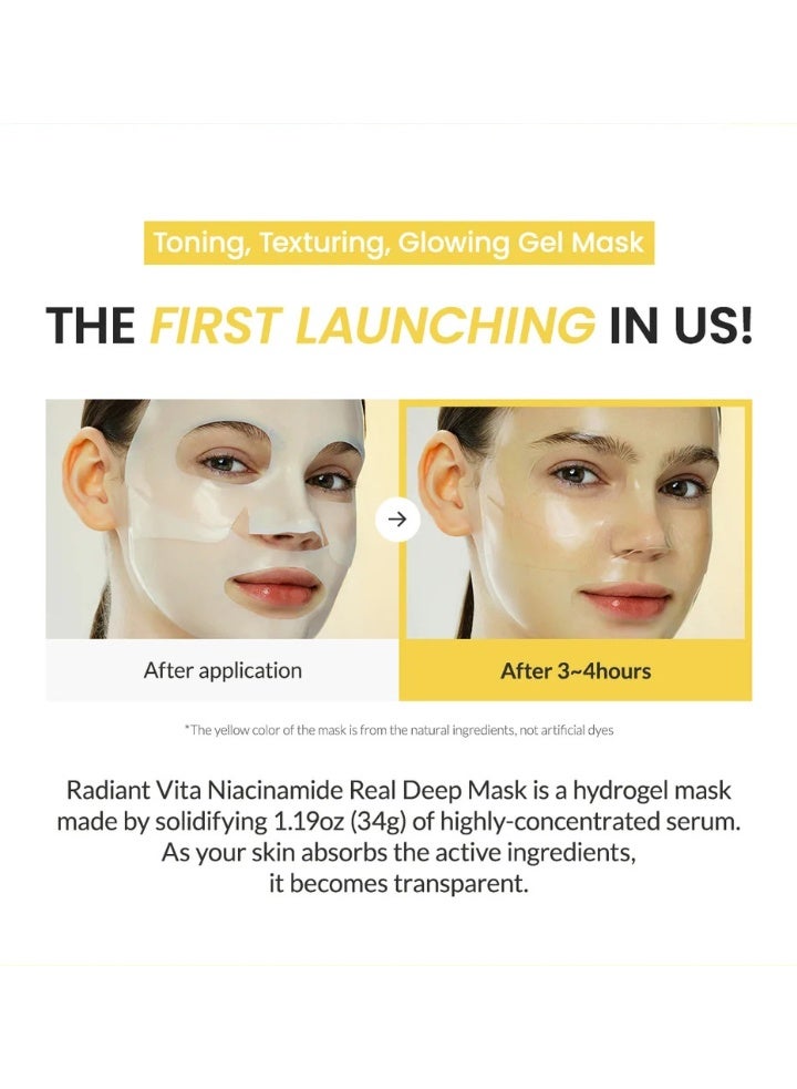 BIODANCE Radiant Vita Niacinamide Real Deep Mask, Overnight Hydrogel Mask, Tone Correction, Texture Refining, Radiant Glow, 3-in-1 Visible Care, Korean Skincare, 34 g x 4ea - Image 3