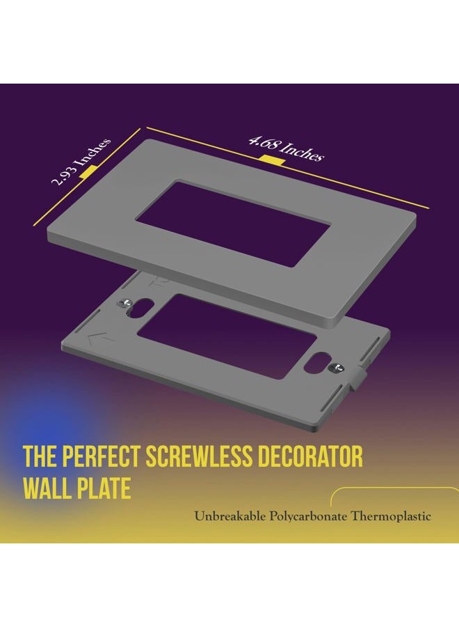 ENERLITES Elite Series Screwless Decorator Wall Plates Child Safe Outlet Cover, Size 1-Gang 4.68 Inches x 2.93 Inches, Unbreakable Polycarbonate Thermoplastic, SI8831-GY, Gray, UL Listed - Image 2