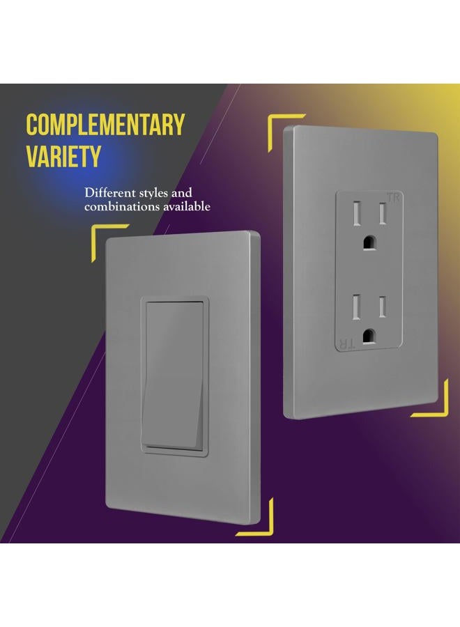 ENERLITES Elite Series Screwless Decorator Wall Plates Child Safe Outlet Cover, Size 1-Gang 4.68 Inches x 2.93 Inches, Unbreakable Polycarbonate Thermoplastic, SI8831-GY, Gray, UL Listed - Image 5