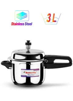 BUTTERFLY 3Liters Butterfly BL-3L Blue Line Stainless Steel Pressure Cooker With Locking Lid silver  - Image 1
