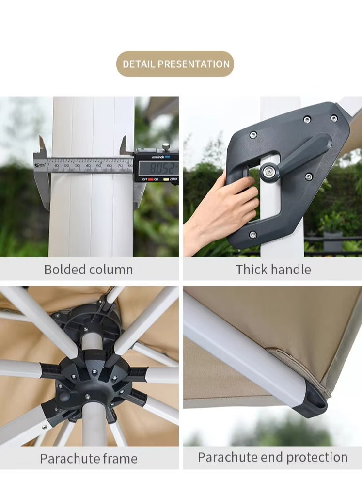 Generic Double Layer Solar Led Bar Patio Umbrella Cantilever Canopy Heavy Duty Sunshade Waterproof Canopy with UV Protection Umbrella With Parasol Base For Garden Pool Balcony  - Image 3