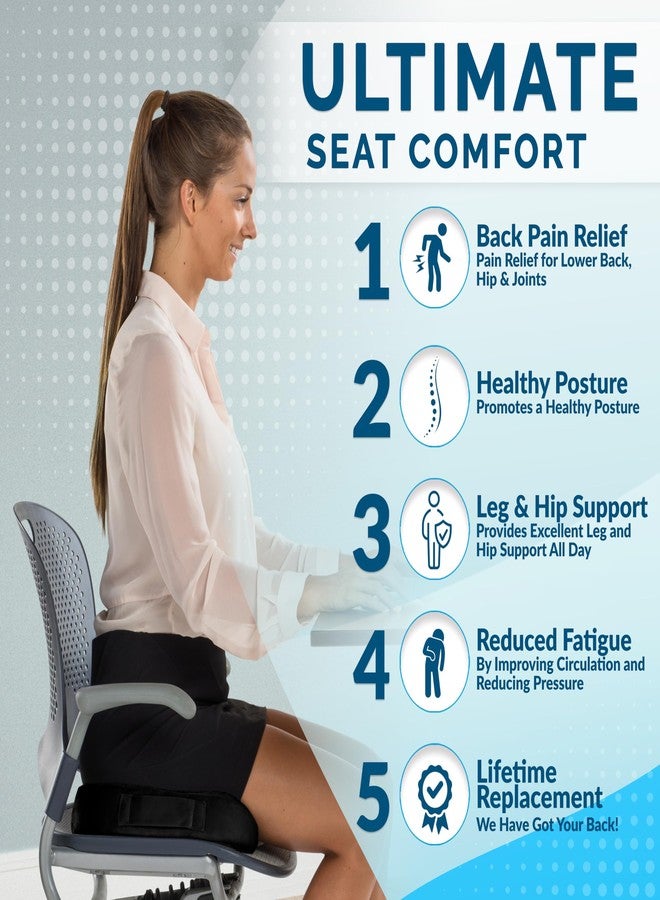 ComfiLife Premium Comfort Seat Cushion - Non-Slip Orthopedic 100% Memory Foam Coccyx Cushion for Tailbone Pain - Cushion for Office Chair Car Seat - Back Pain & Sciatica Relief (Black) - Image 2