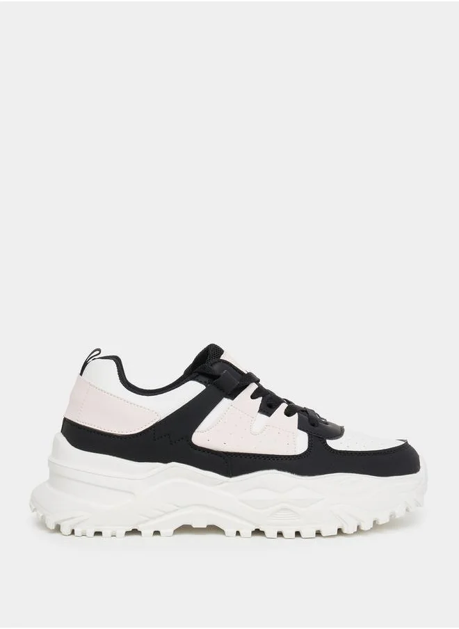 ستايلي Chunky Sole Lace Up Sneakers