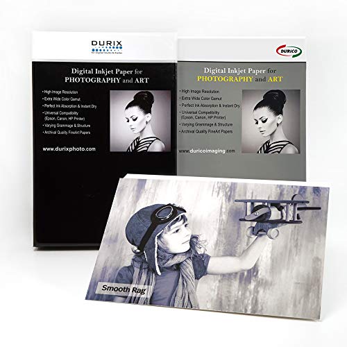 DURIX DURICO Smooth Rag 315GSM Cotton Surface Fineart Digital Inkjet Photo Paper (8" x 10", 25 sheets) - Image 1