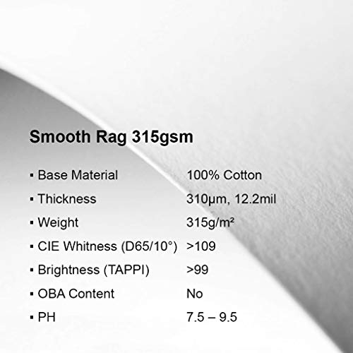 DURIX DURICO Smooth Rag 315GSM Cotton Surface Fineart Digital Inkjet Photo Paper (8" x 10", 25 sheets) - Image 3