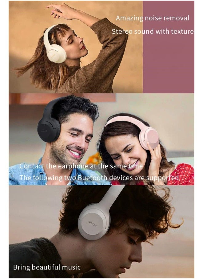 Picun Noise Cancelling Wireless Headphones, Over Ear Wireless Headphone, ANC Headphones, 46H Playtime, Hi-Res Audio, Suitable for Smartphone, PC, Tablets  - Image 3