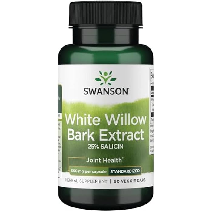 Swanson Maximum Strength White Willow Bark Extract-Promotes Joint Support & Muscle Relief-Standardized to 25% Salicin-Natural Supplement with No Stomach Irritation (60 Veggie Caps, 500mg Each) - Image 1