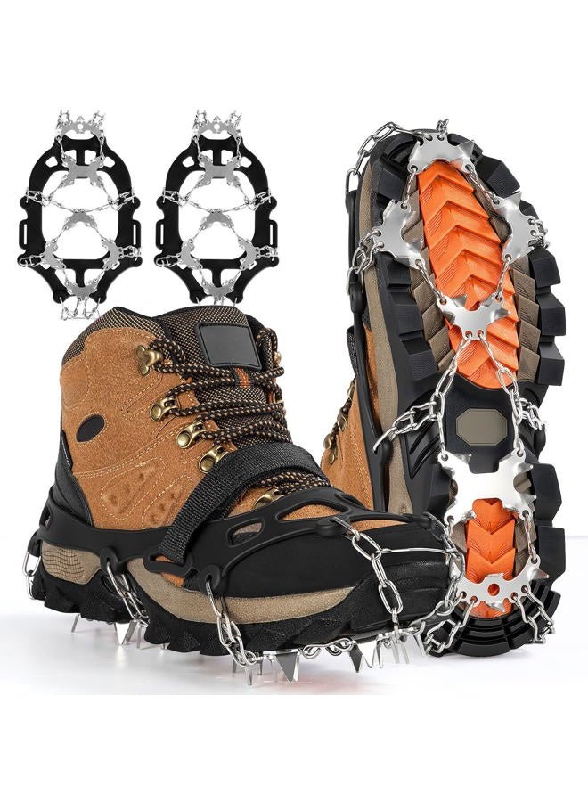 AOOELLO Crampons for Shoes with 28 Stainless Steel Spikes, Anti Slip Crampons for Hiking Boots Women Men, Ice Cleats Traction Snow Grips for Hiking Jogging Fishing Walking Climbing Mountaineering - Image 2