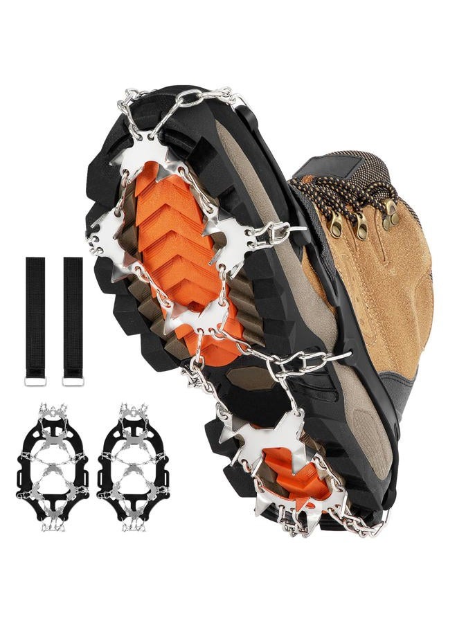 AOOELLO Crampons for Shoes with 28 Stainless Steel Spikes, Anti Slip Crampons for Hiking Boots Women Men, Ice Cleats Traction Snow Grips for Hiking Jogging Fishing Walking Climbing Mountaineering - Image 1