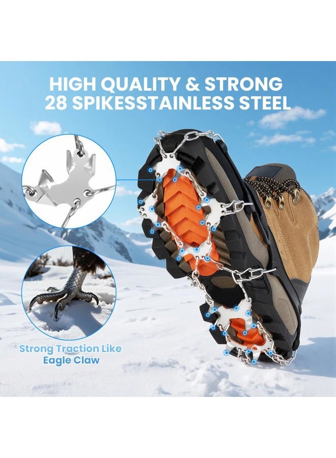 AOOELLO Crampons for Shoes with 28 Stainless Steel Spikes, Anti Slip Crampons for Hiking Boots Women Men, Ice Cleats Traction Snow Grips for Hiking Jogging Fishing Walking Climbing Mountaineering - Image 3