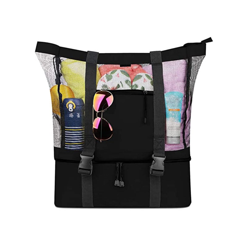 SOLARAE Mesh Beach Tote Bag with Detachable Beach Cooler - Max Capacity 34l 150lbs Ultra Durable for Women, 600D Polyester, Mesh Lining, Zipper Closure, Pvc, Party, Odor-free, Durable Design - Image 1