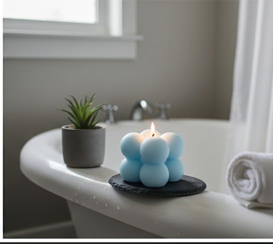 ProKart Premium Soy Wax Scented Mini Bubble Cube Candle | Aesthetic Scented Candle | Aromatherapy Fragrance Candles for Home Decor, Wedding & Party, Dinner Table, Christmas (Pack of 2, Light Blue) - Image 4