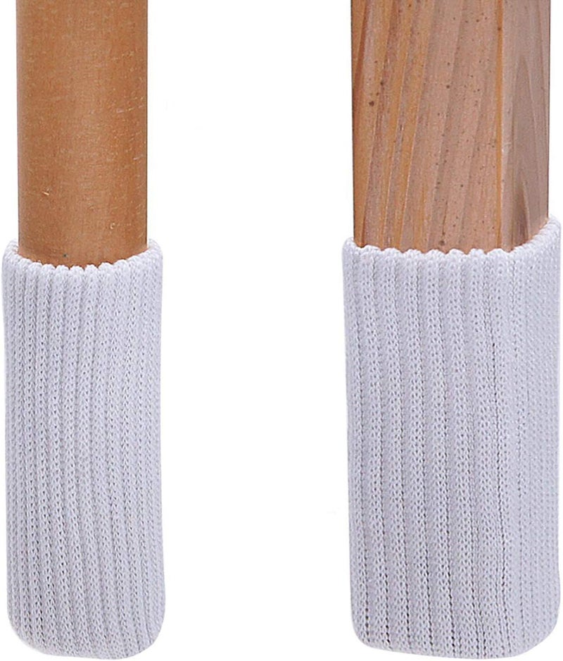 TEKEFT 16pcs White Color Knitting Wool Furniture Socks/Chair Leg Floor Protector (16 White) - Image 1