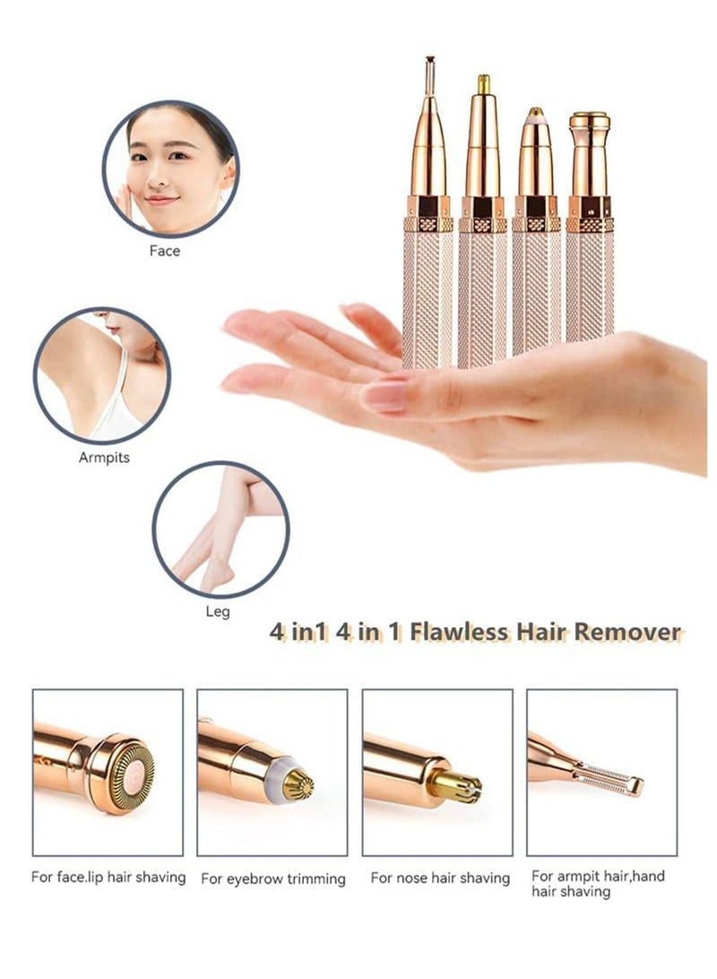 Arabest Electric Eyebrow Razor, 4 in 1 Eyebrow Trimmer Painless Hair Remover with LED Light, USB Rechargeable Hair Removal Epilator, Waterproof Razor for Eyebrow Nose Lips Facial Body Cheeks - Image 3