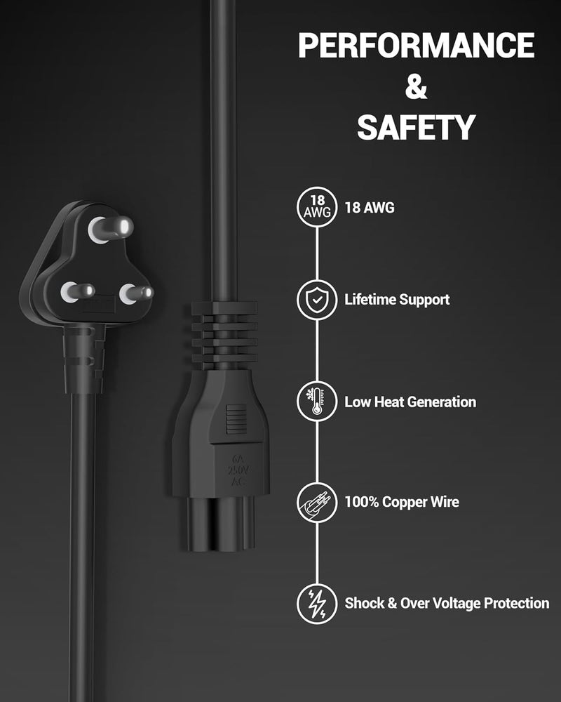 FEDUS 5 Meter 16.4Feet 3 Pin AC Laptop Power Cord Cable Notebook Computer Replacement Charger Wire 18AWG Laptop Adapter Power Cable Charger Cord Wire with Universal Mickey Mouse Connector - Image 4