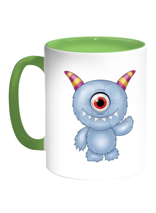 RKN Cartoon Printed Coffee Mug White/Green 11ounce - Image 1