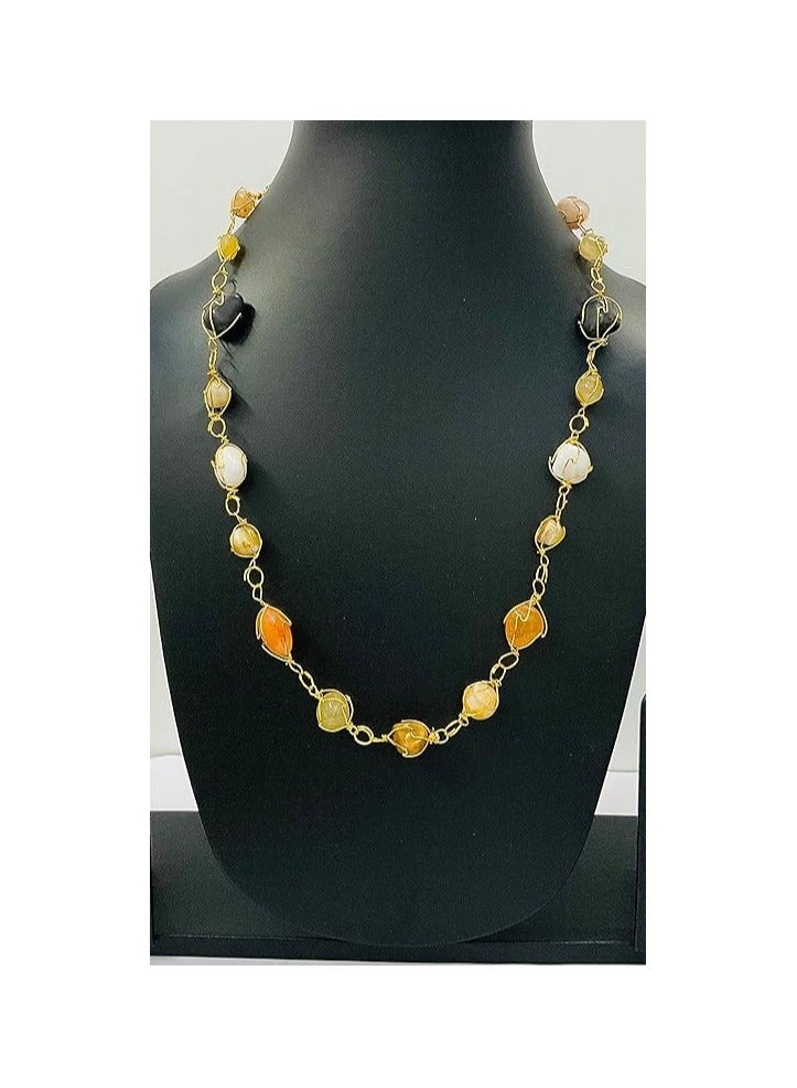 Radwa Azam Glass Beads with Golden Boundaries Chain/Necklace Statement with  - Image 2