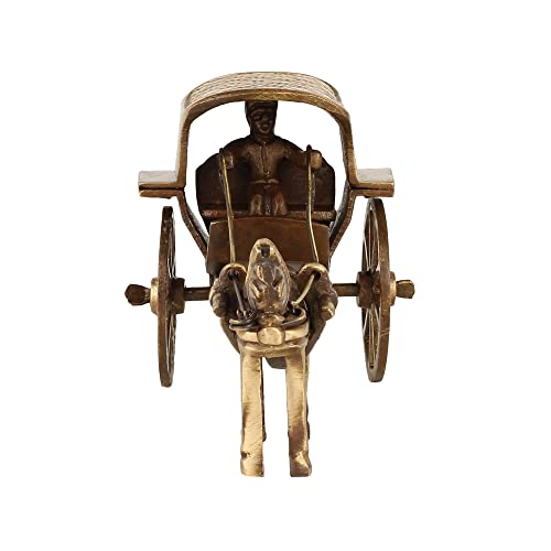 Branvir Antique Finish Brass Horse cart Figurines, Tanga Rath, Statue for Home Décor, Size - H- 2.5Inch, W- 5Inch, Weight - 288gm - Image 2
