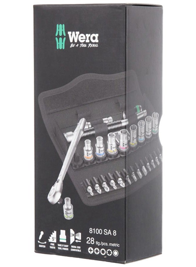 Wera 05004018001 | 8100 زايكلوب 1/4" مجموعة مفاتيح رافعة معدنية مع حقيبة أدوات - 28 قطعة - Image 3