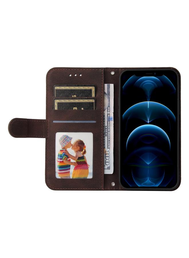 Zaboon Case For iPhone 12 Pro Max Skin Feel Life Tree Metal Button Horizontal Flip Leather Case with Holder & Card Slot & Wallet & Photo Frame & Strap - Image 4