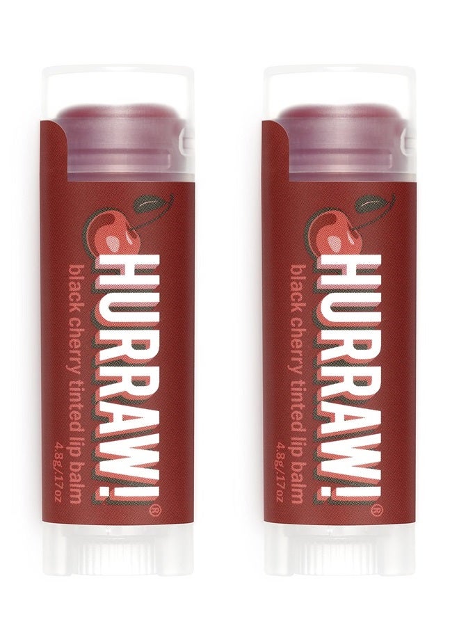 Hurraw! Black Cherry Tinted Lip Balm, 2 Pack: (Sheer Red Tint) Organic, Certified Vegan, Cruelty and Gluten Free. Non-GMO, 100% Natural Ingredients. Bee, Shea, Soy and Palm Free. Made in USA - Image 1
