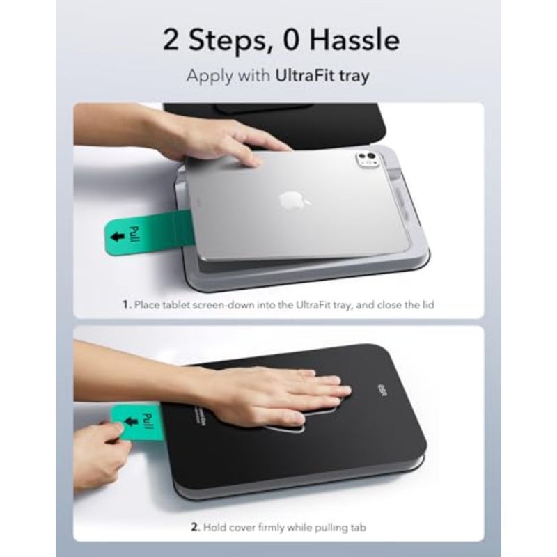 iPad Pro 13-inch screen protector for M5 2025/M4 2024: tempered glass, black, 9H hardness, ultra-fit tray, Apple Pencil support, scratch resistant, HD clarity, bubble-free application - Image 4