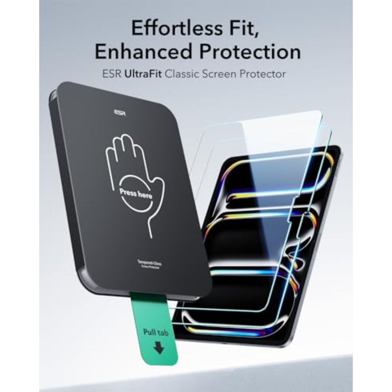 iPad Pro 13-inch screen protector for M5 2025/M4 2024: tempered glass, black, 9H hardness, ultra-fit tray, Apple Pencil support, scratch resistant, HD clarity, bubble-free application - Image 3