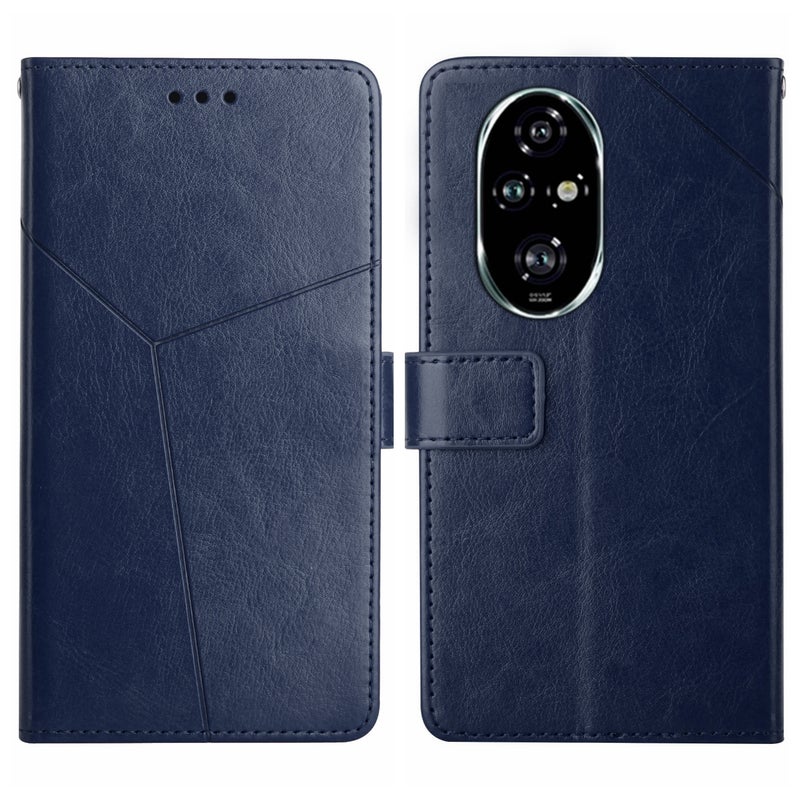 BURAQ Case Cover For Honor 200 5G Global Y-shaped Pattern Flip Leather Phone Case(Blue) - Image 1