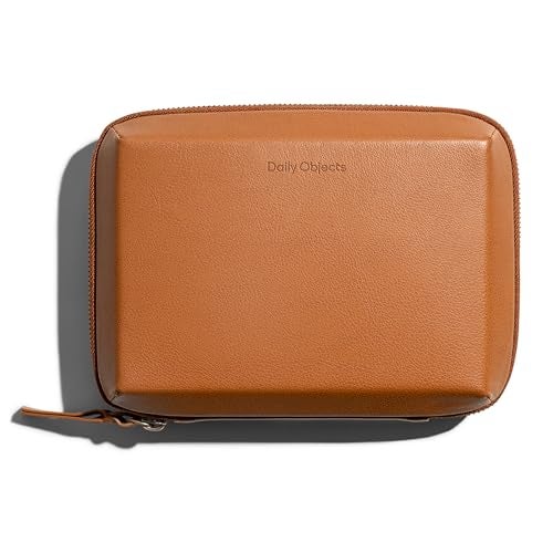 DailyObjects Multicolor Leather Travel Electronic Accessories Storage Bag, Portable Gadget Organizer Case, Tech Kit Pouch for Cables,Drives,Chargers,Adapters,Power Banks, Charger Wire Org Aniser-Tan - Image 1