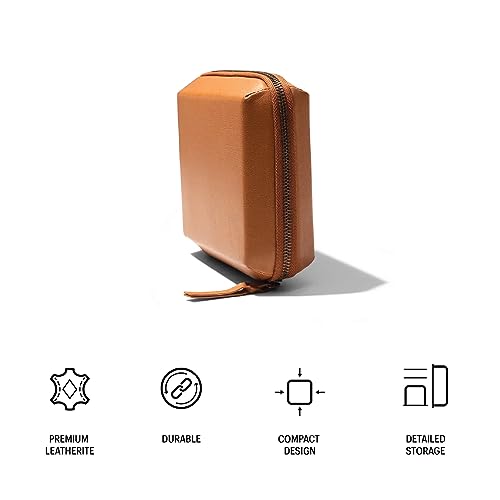 DailyObjects Multicolor Leather Travel Electronic Accessories Storage Bag, Portable Gadget Organizer Case, Tech Kit Pouch for Cables,Drives,Chargers,Adapters,Power Banks, Charger Wire Org Aniser-Tan - Image 3