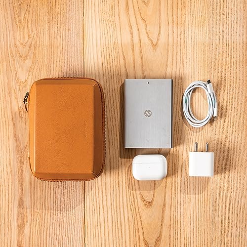 DailyObjects Multicolor Leather Travel Electronic Accessories Storage Bag, Portable Gadget Organizer Case, Tech Kit Pouch for Cables,Drives,Chargers,Adapters,Power Banks, Charger Wire Org Aniser-Tan - Image 5